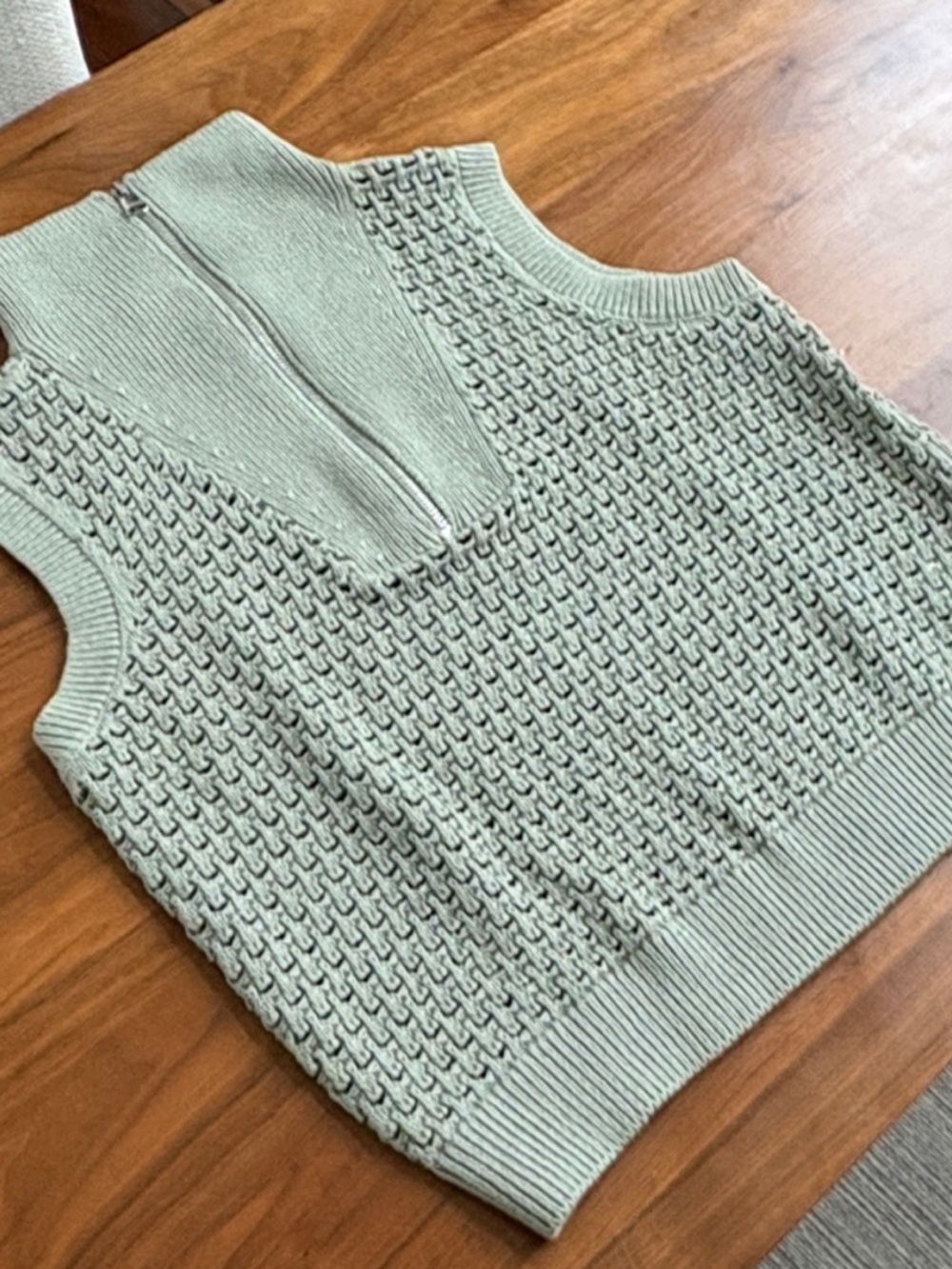 Varley Sleeveless Knit Zip Mock Collar Top in Sage - Picture 4 of 6